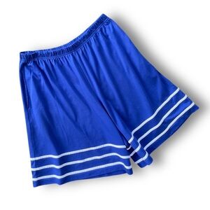 Blue Women's Athletic Shorts with White Stripe Trim